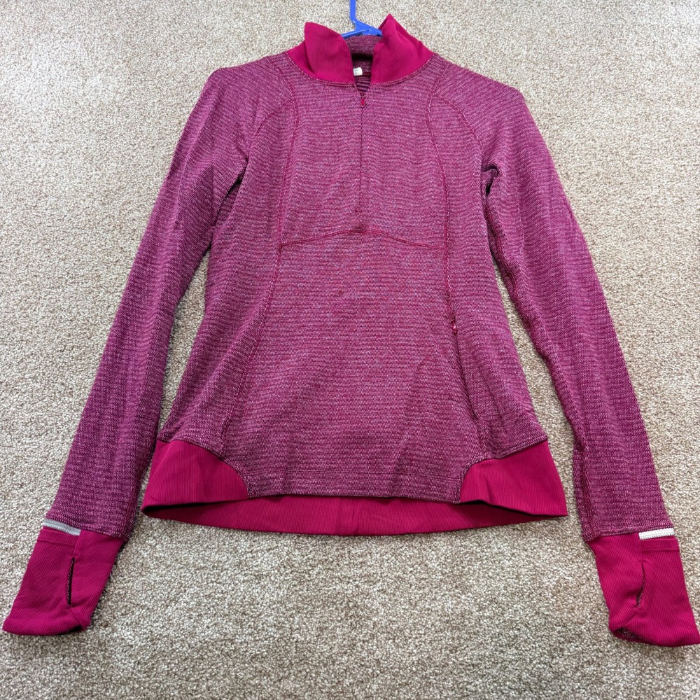 Lululemon Athletica Pink Space Dye Half Zip Pullover Thumbholes 6 Activewear